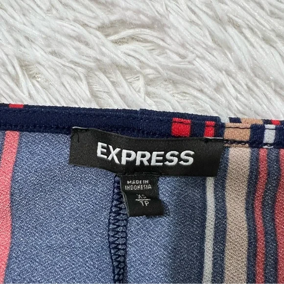 Express Blue Pink Asymmetrical Long Sleeve Sundress - Picture 3 of 4